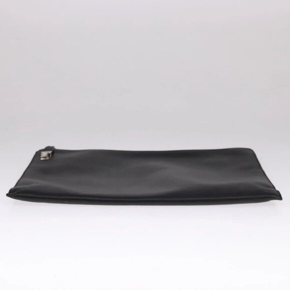 PRADA Clutch Bag Leather Black Auth 93630 - Picture 7 of 15
